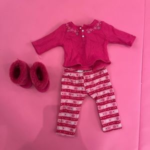 American Girl Pink Snowflake ❄️ Holiday Pajamas for 18 inch doll Fair Isle